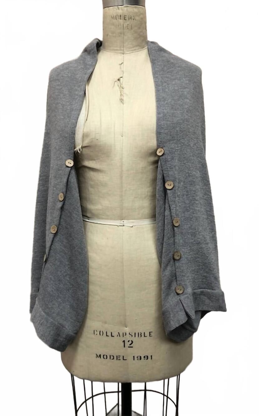 NEW PAPILLON women's button detail cacoon cardigan in grey